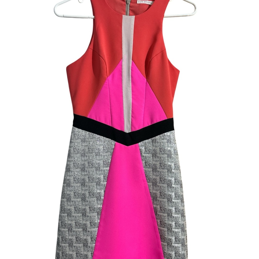 Pink Stitch Vibrant Red and Pink Mini Dress